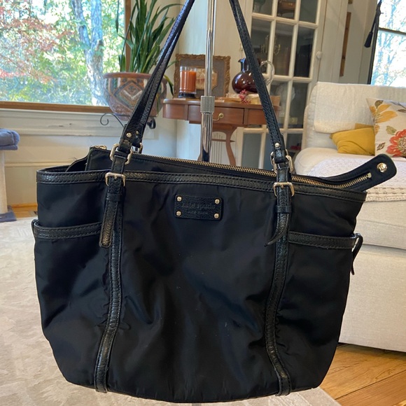 kate spade Handbags - Kate Spade Black Nylon / green lining Tote